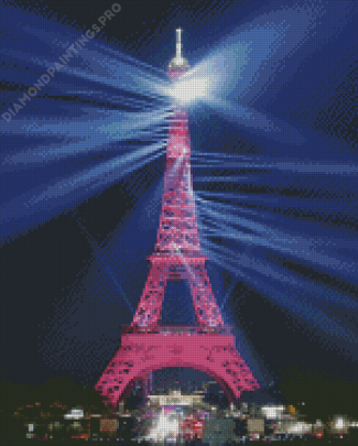 Pink Eiffel Tower Light Diamond Paintings