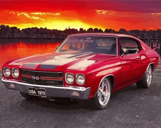 Red Chevy Chevelle Ss Diamond Paintings