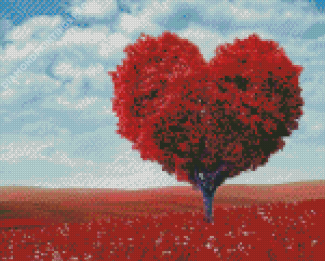 Red Tree Heart Diamond Paintings