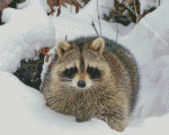 Snow Raccoon Diamond Painting