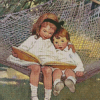 Vintage Children On Hammock Diamond Paintings