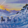 White Horses In Snowy Mountains Jim Warren Diamond Paintings
