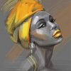 Yellow And Gray African Woman Diamond Painting