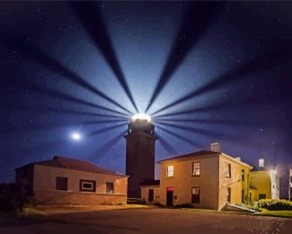 Beavertail Lighthouse At Night Diamond Painting