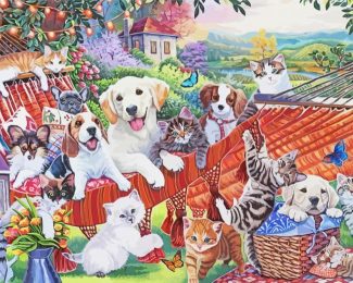 Cute Kittens And Puppies Diamond Painting