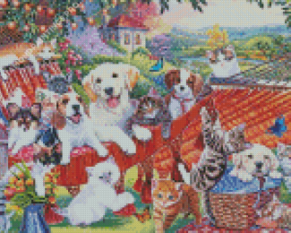 Cute Kittens And Puppies Diamond Painting