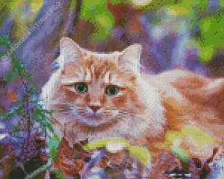 Green Eyes Orange Cat Diamond Painting