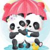 Panda Couple Under Umbrella Diamond Painting