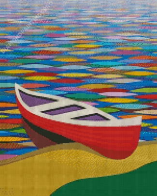 Abstract Red Canoe Diamond Painting
