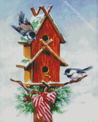 Christmas Birdhouse Laurie Snow Hein Diamond Painting