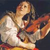 Classical Musician Young Woman Playing A Violin Diamond Painting