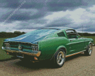 Green 67 Mustang Fastback Car Diamond Painting
