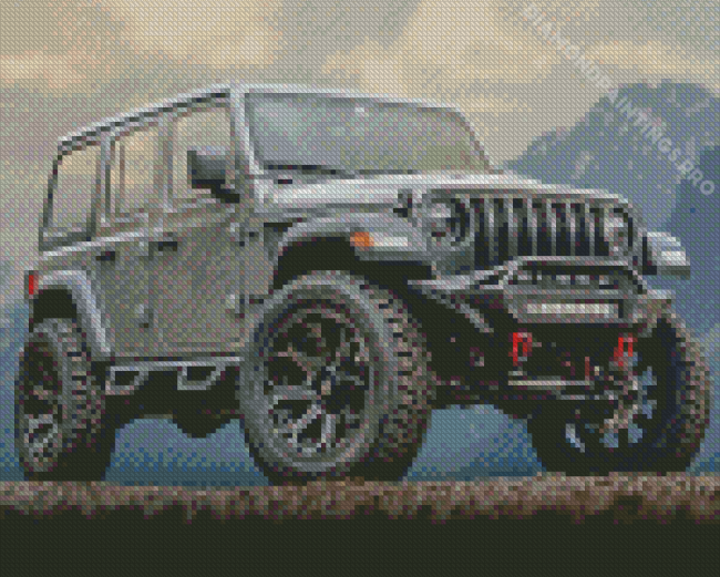 Grey Jeep Wrangler Diamond Painting