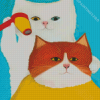 White Barber Cat Diamond Painting