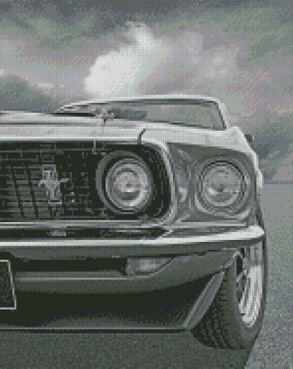 Black And White 69 Mustang Mach 1 Diamond Painting