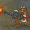 Donald Duck With Machine Gun Diamond Painting