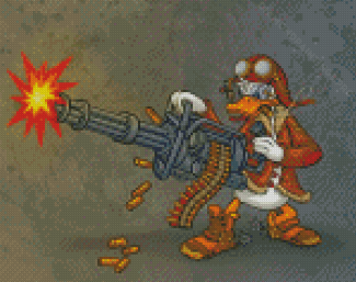 Donald Duck With Machine Gun Diamond Painting