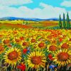 Italy Sunflowers Field Art Diamond Painting