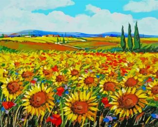 Italy Sunflowers Field Art Diamond Painting
