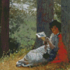 Winslow Homer Girl Reading Under Oak Tree Diamond Painting