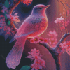 Pink Floral Bird Diamond Painting
