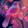 Pink Floral Bird Diamond Painting
