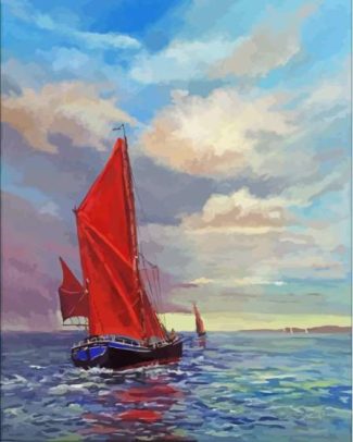 Thames Sailing Barge In The Sea Diamond Painting