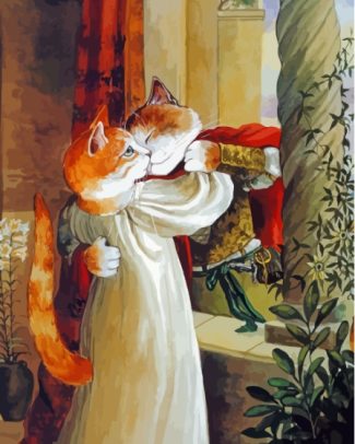 Vintage Cats In Love Diamond Painting