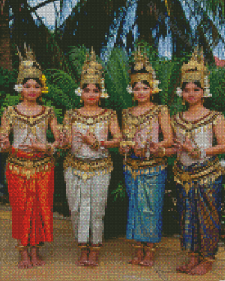 Asia Wat Cambodia Dancers Diamond Painting