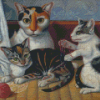 Cat And Kittens With Yarn Diamond Painting
