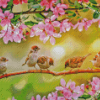 Cherry Blossom Tree And Birds Diamond Painting