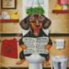 Dachshund Dog On Toilet Diamond Painting