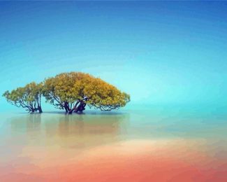 Foggy View Of A Tree In Broome Diamond Painting