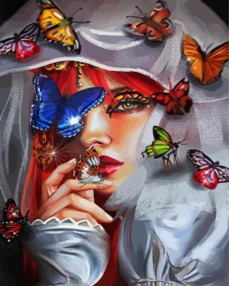 Girl With Butterflies Diamond Painting