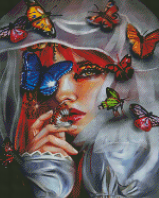 Girl With Butterflies Diamond Painting