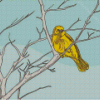 Yellow Warbler Bird On Tree Diamond Painting