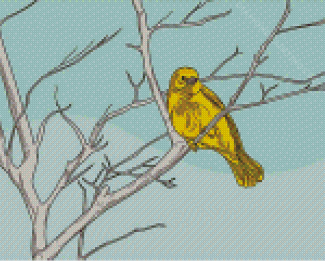 Yellow Warbler Bird On Tree Diamond Painting
