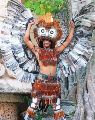 Mayan Dancer With Owl Diamond Painting