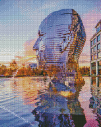 Metalmorphosis Sculpture With Sunset Reflection Diamond Painting