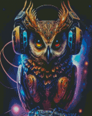 Neon Owl Diamond Painting