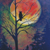 Orange Moon And Owl Diamond Painting