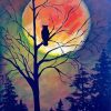 Orange Moon And Owl Diamond Painting