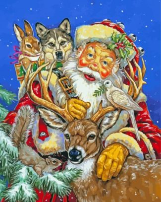Santa Claus Wolf Rabbit Diamond Painting