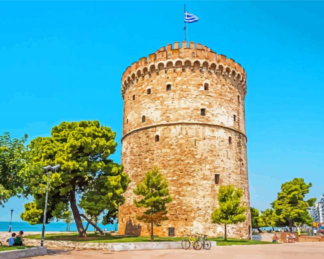 White Tower Of Thessaloniki Greece Diamond Painting