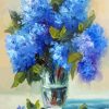 Abstract Blue Hydrangea Flowers In Vase Diamond Painting
