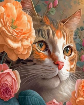 Cat And Flower Diamond Painting
