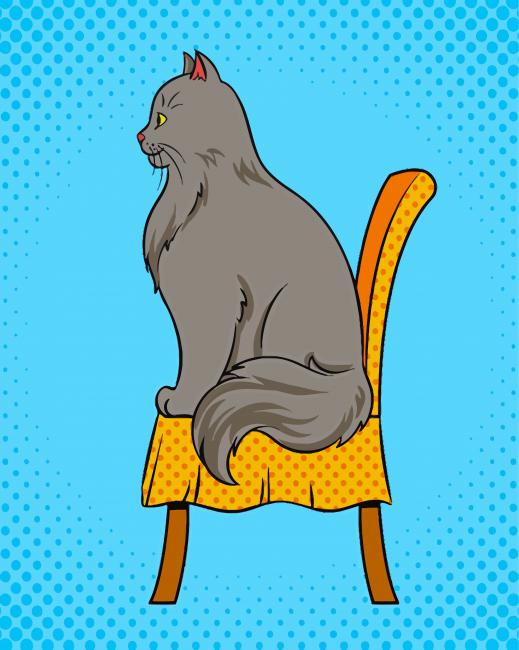 Cat On Chair Pop Art Diamond Painting