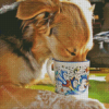 Dog Animal Drinking Coffee Diamond Painting