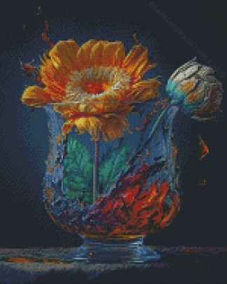 Floral Glass Cup Diamond Painting