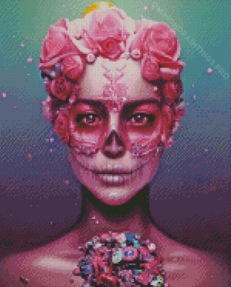Floral Skull Lady Diamond Painting